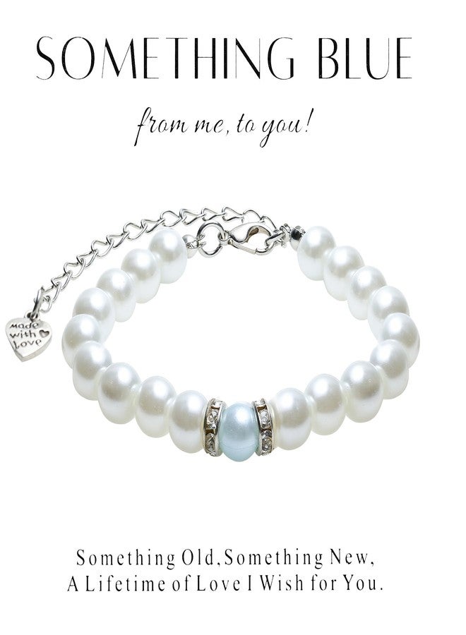 Dvehdbay Something Blue Bracelet for Bride - Bridal Shower Gift, Wedding Accessory, 8mm Bead Bracelet With Meaningful Card - Image 2